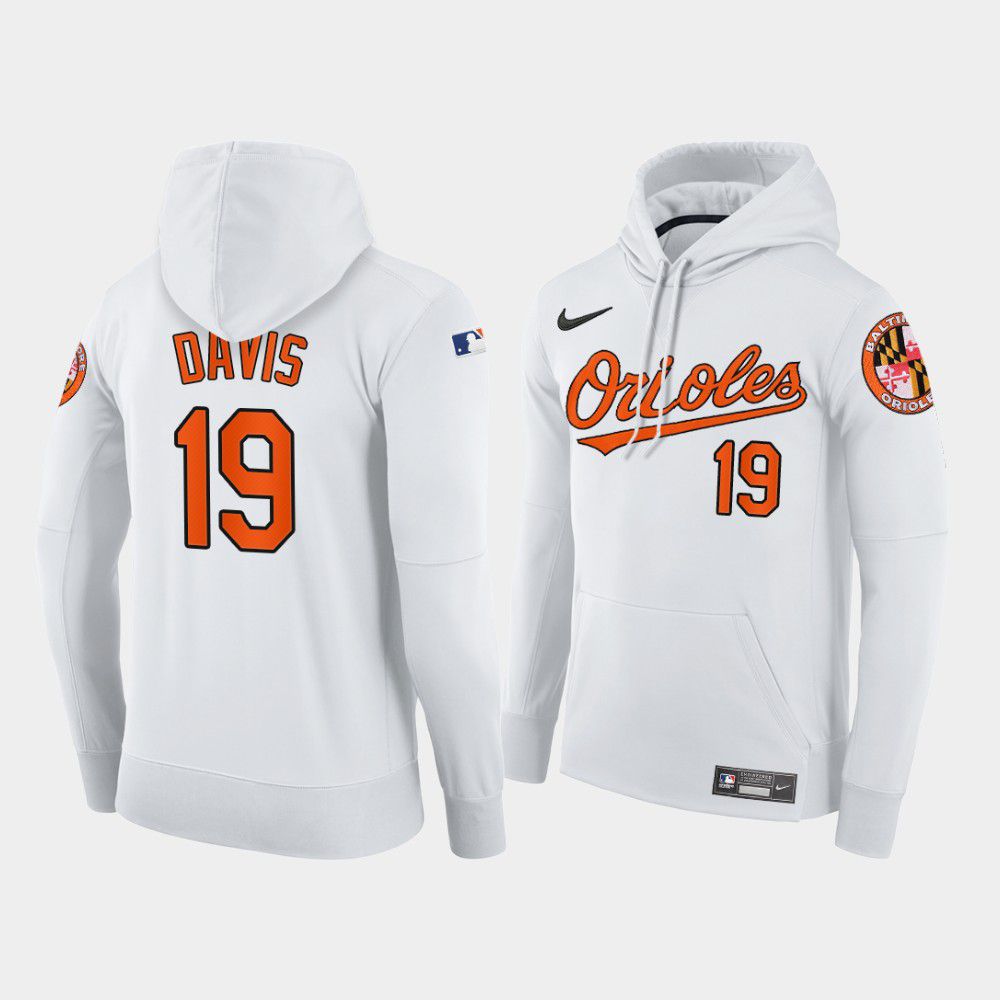 Men Baltimore Orioles 19 Davis white home hoodie 2021 MLB Nike Jerseys